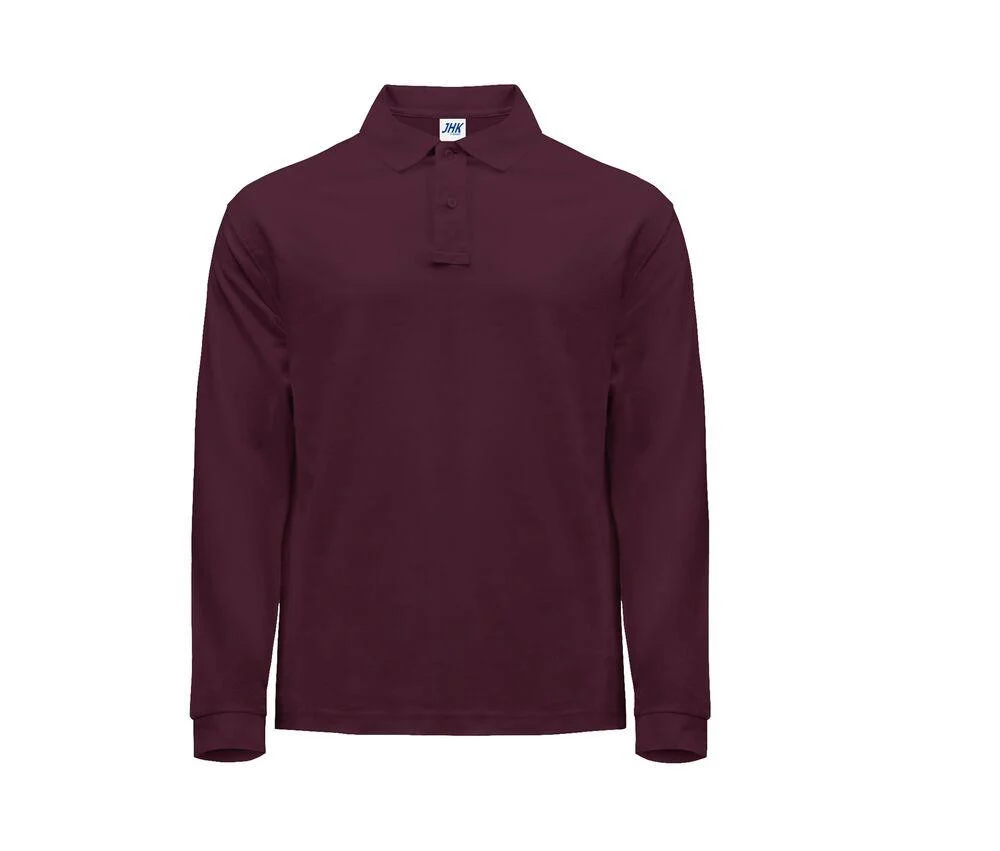 JHK JK215 Polo Lange Mouwen Heren – Burgundy