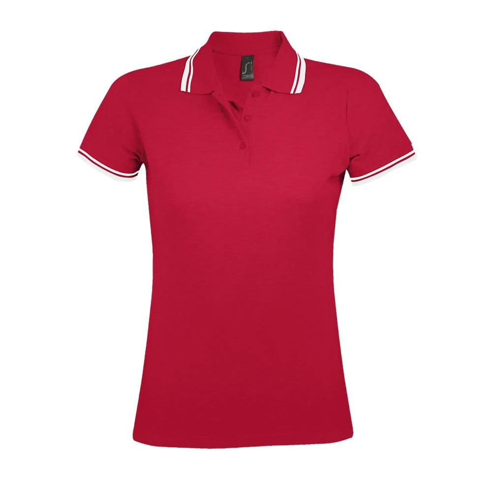 SOL'S 00578 Pasadena Polo Dames – Rood / Wit