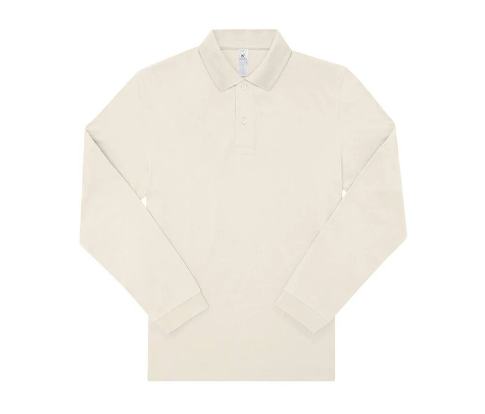 B&C BCU425 Fijne Piqué Polo Lange Mouwen – Off White