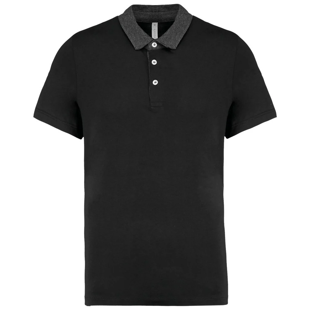 Kariban K260 Tweekleurig Polo Heren – Zwart/Donkergrijs Heather