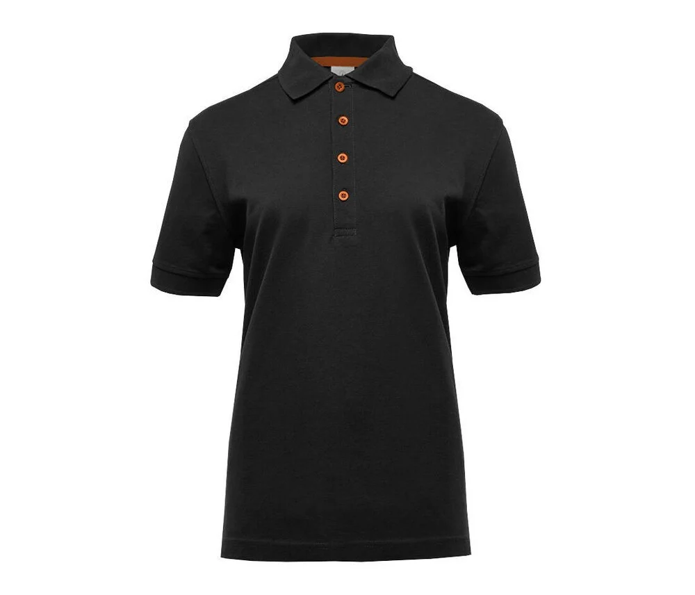Black&Match BM101 Polo met Contrasterende Knopen Dames – Black / Orange