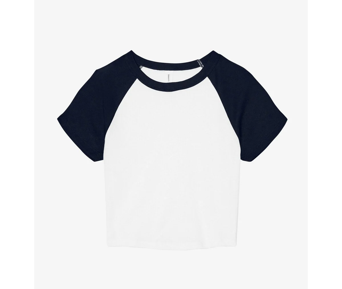 Bella+Canvas BE1201 Micro Rib Raglan Baby Tee Dames – White / Navy