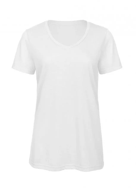 B&C BC058 TW058 Tri-Blend V-hals T-shirt Dames – White