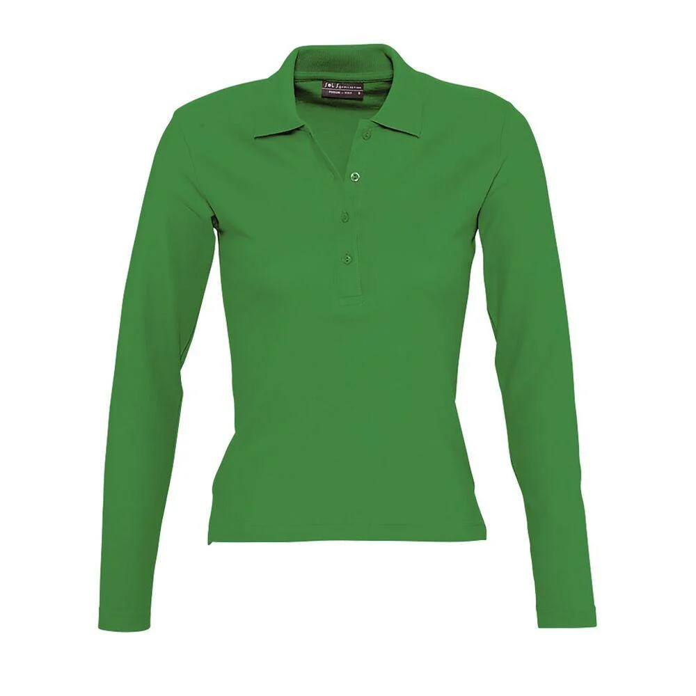 SOL'S 11317 Podium Polo Lange Mouwen Dames – prairie groen
