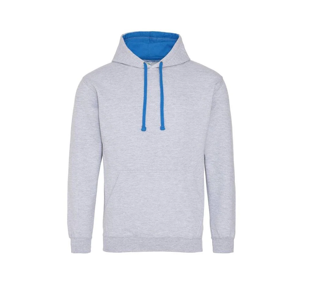AWDIS JH003 Varsity Hoodie – Heather Grey/Sapphire Blue