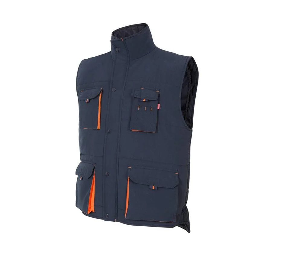Velilla V5902 Tweekleurige Multi-pocket Gewatteerde Bodywarmer Heren – Navy / Orange