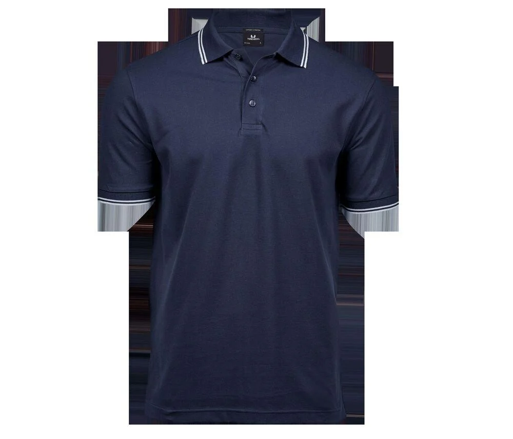 Tee Jays TJ1407 Luxury Stretch Polo met Streepjes Heren – Navy / White