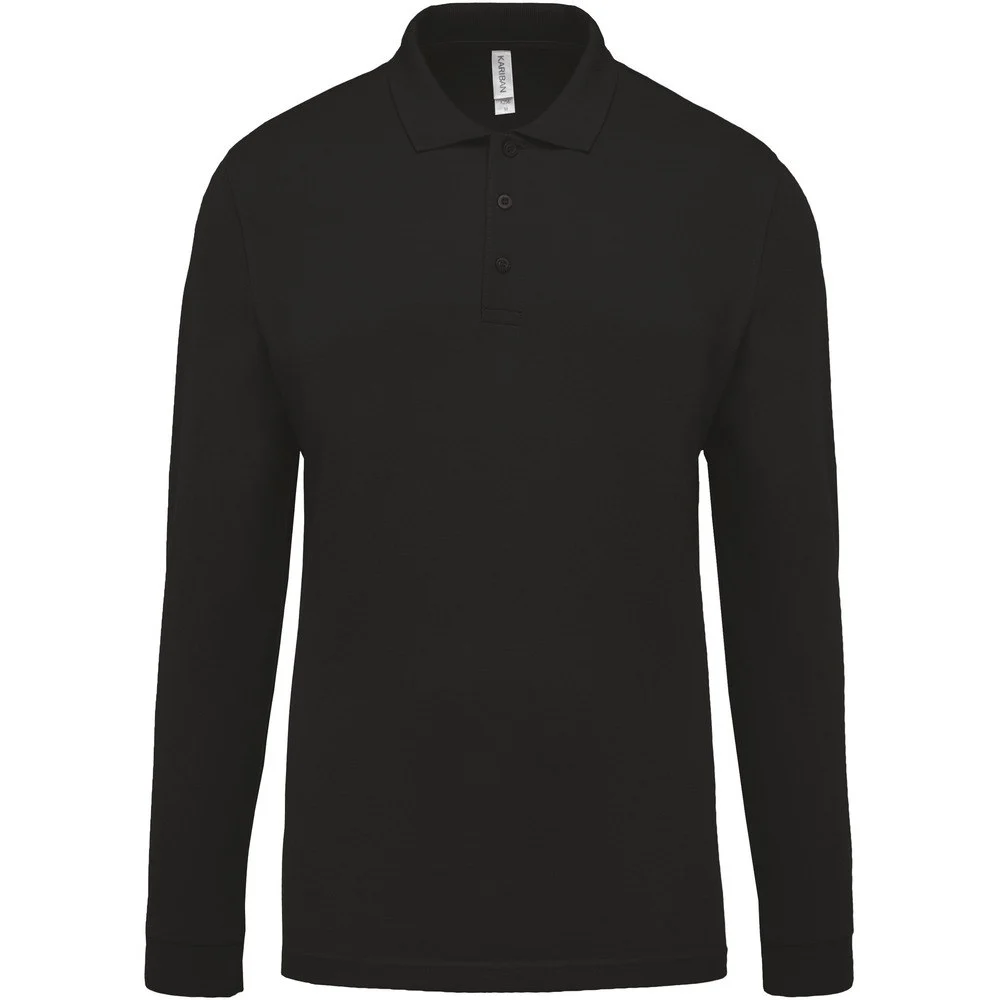 Kariban K256 Polo Lange Mouwen Heren – Zwart