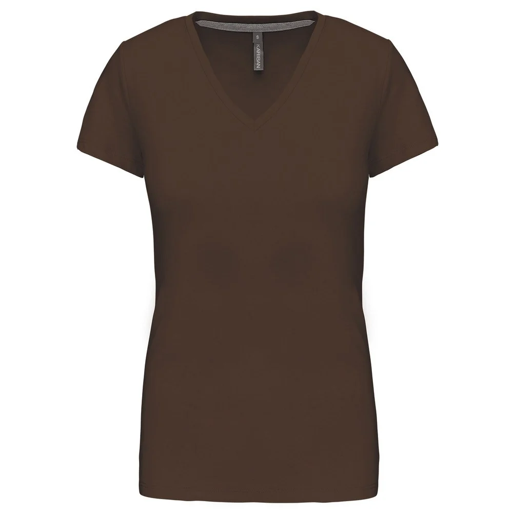 Kariban K381 T-shirt V-hals Dames – Chocolade