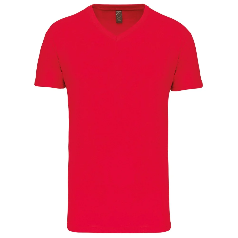 Kariban K3028IC Biologisch T-shirt V-hals Heren – Rood