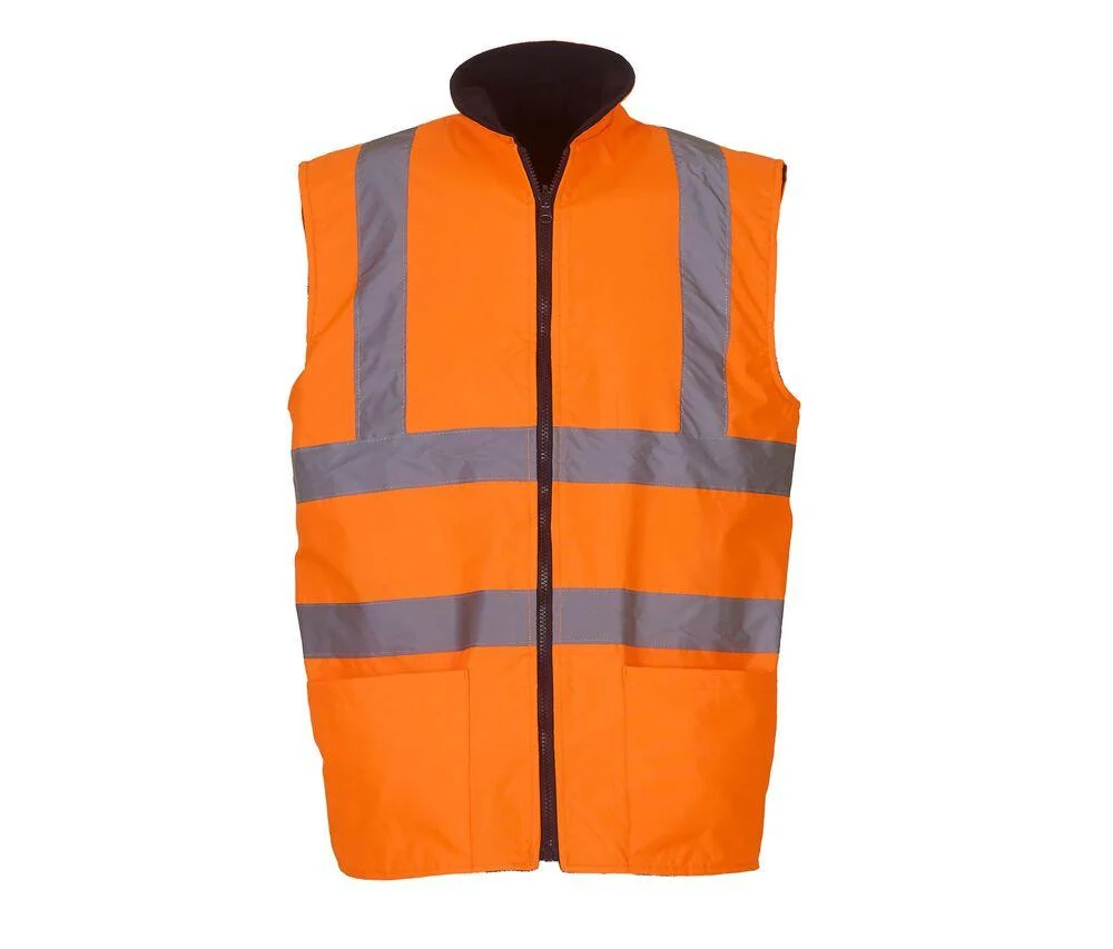 Yoko YK008F Omkeerbare Bodywarmer Hoge Zichtbaarheid – Hi Vis Orange