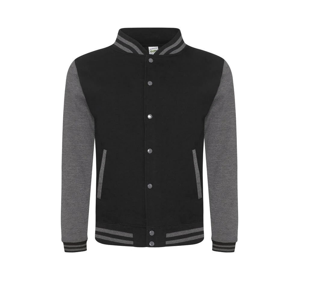 AWDIS JH043 Varsity Collegejas – Jet Black / Charcoal