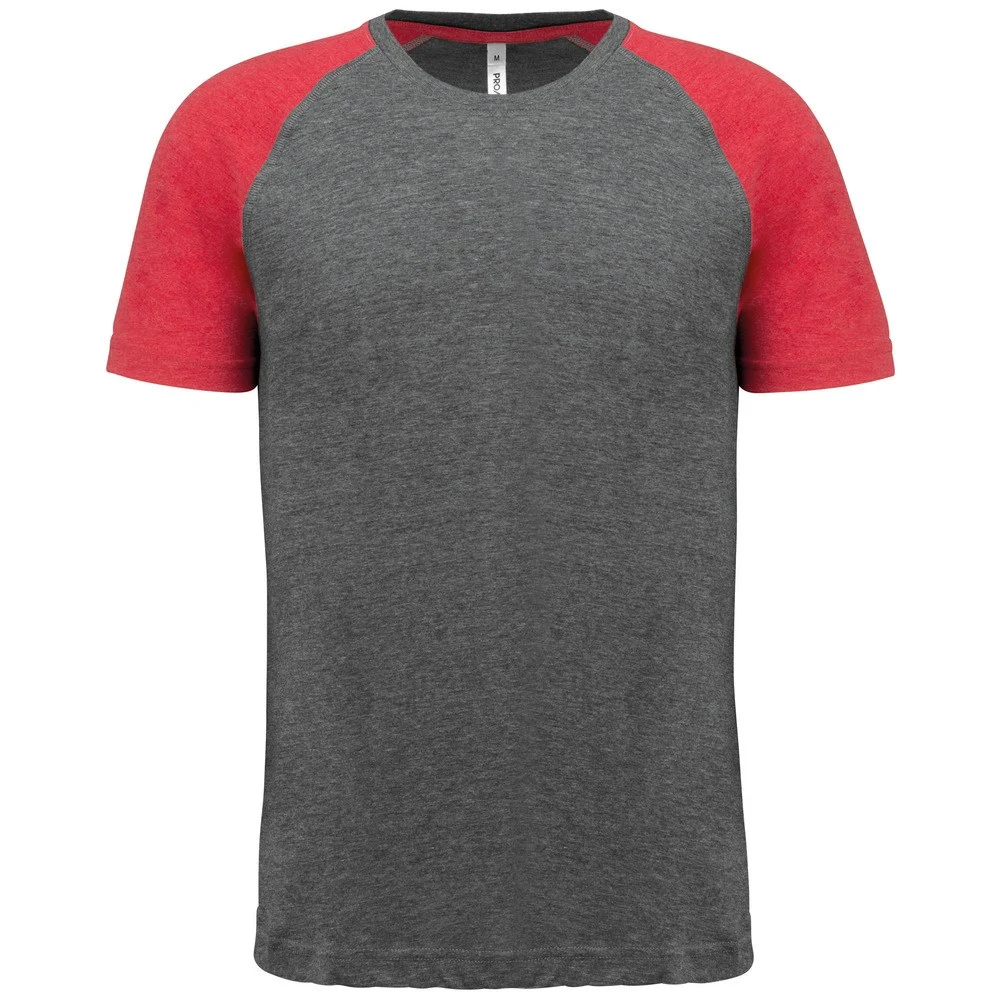 Proact PA4010 Sport Tri-Blend T-shirt – Grijs Heather / Sportief Rood Heather