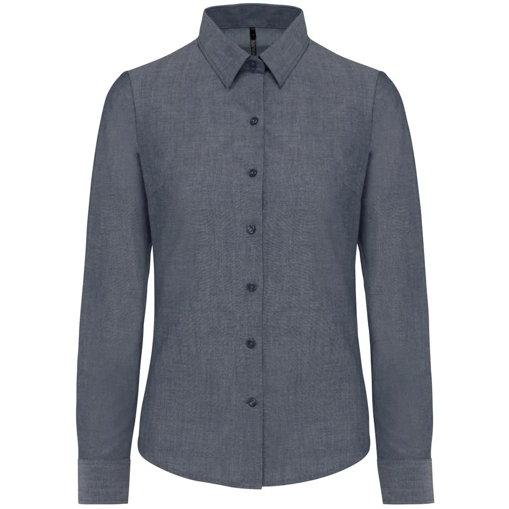 Kariban K534 Oxford Blouse Lange Mouwen Dames – Oxford Schaduw Marine