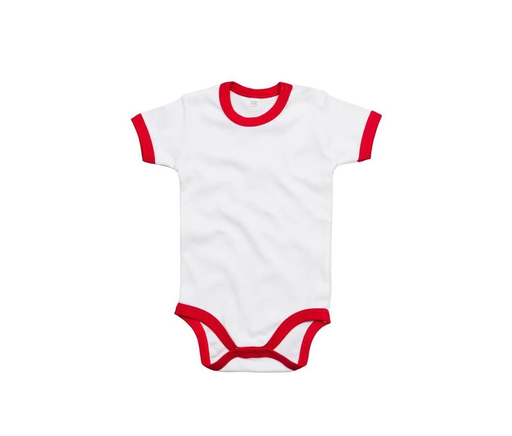 Babybugz BZ019 Biologisch Baby Romper – Wit / Rood