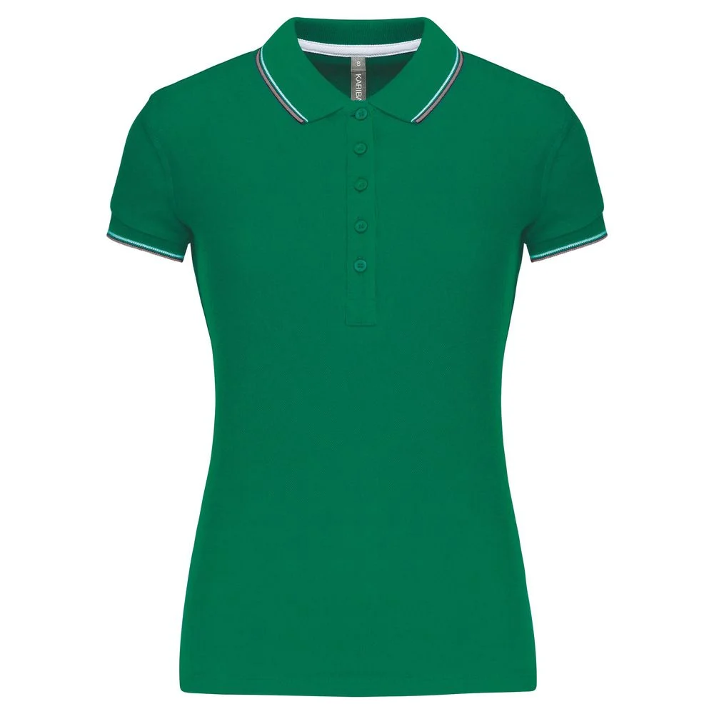 Kariban K251 Polo Dames – Kelly groen / lichtgrijs / wit