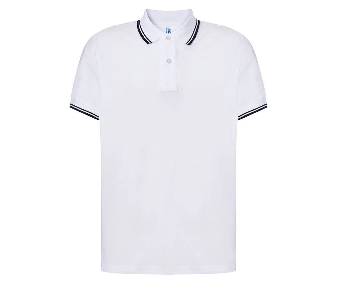 JHK JK205 Piqué Polo Heren – White/Navy