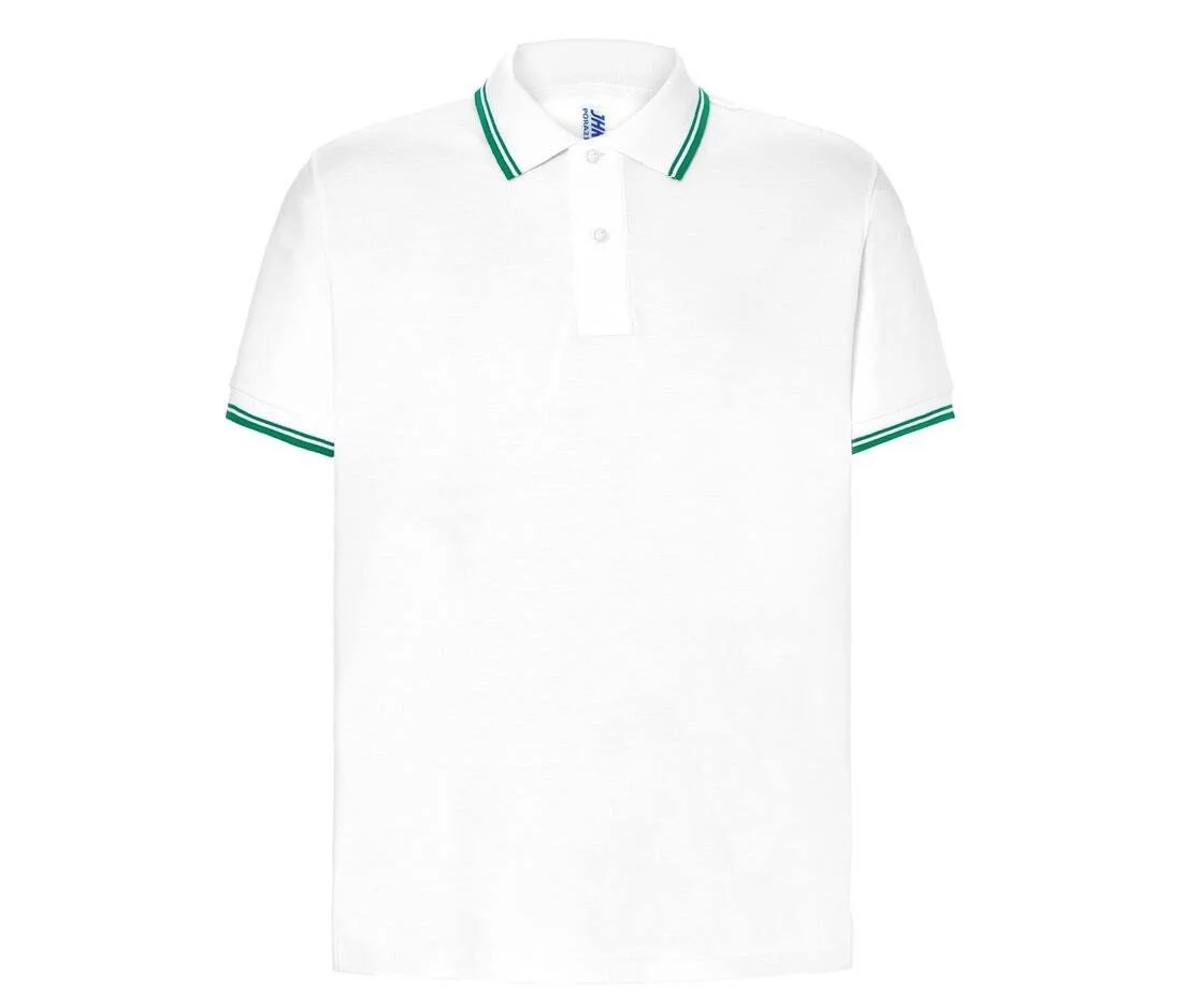JHK JK205 Piqué Polo Heren – White / Kelly