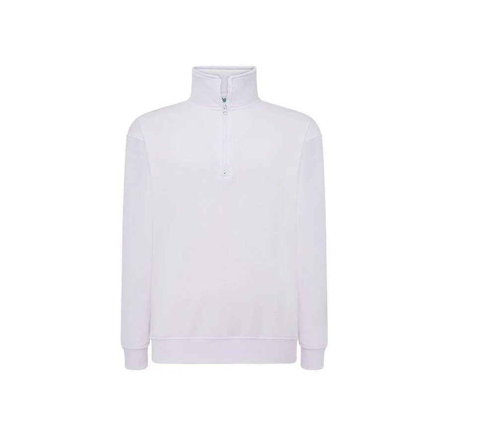 JHK JK298 Sweater met Ritskraag – White