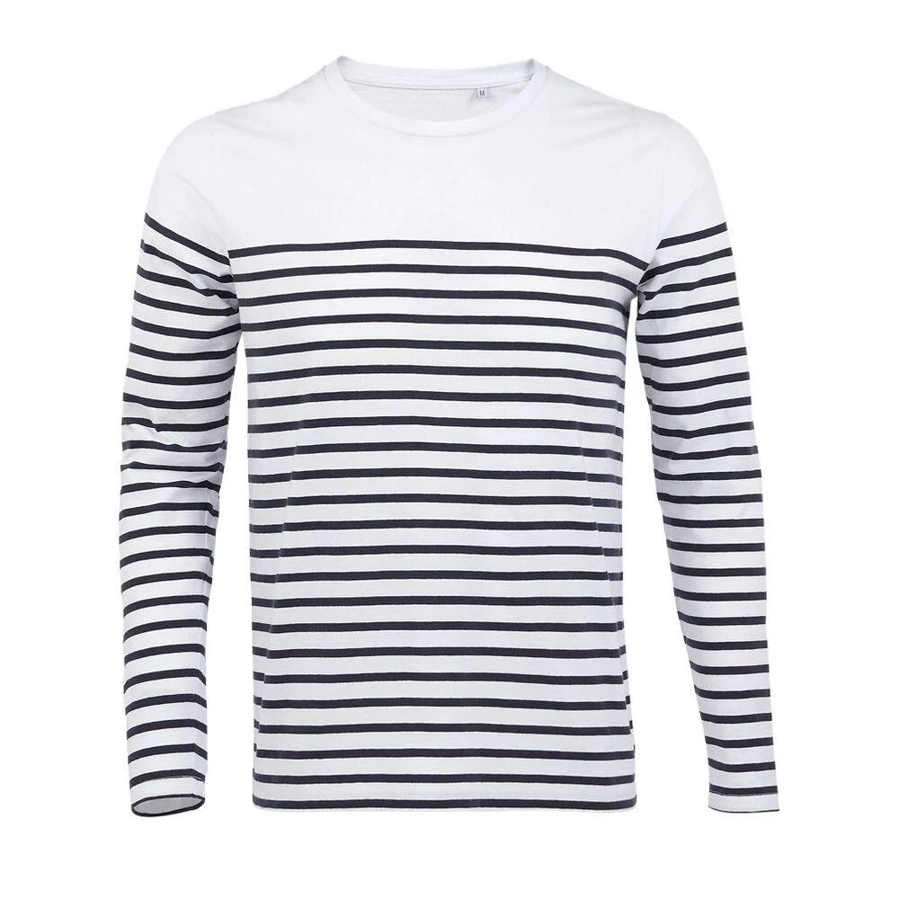 SOL'S 03099 Matelot Gestreept T-shirt Lange Mouwen Heren – Wit / marine