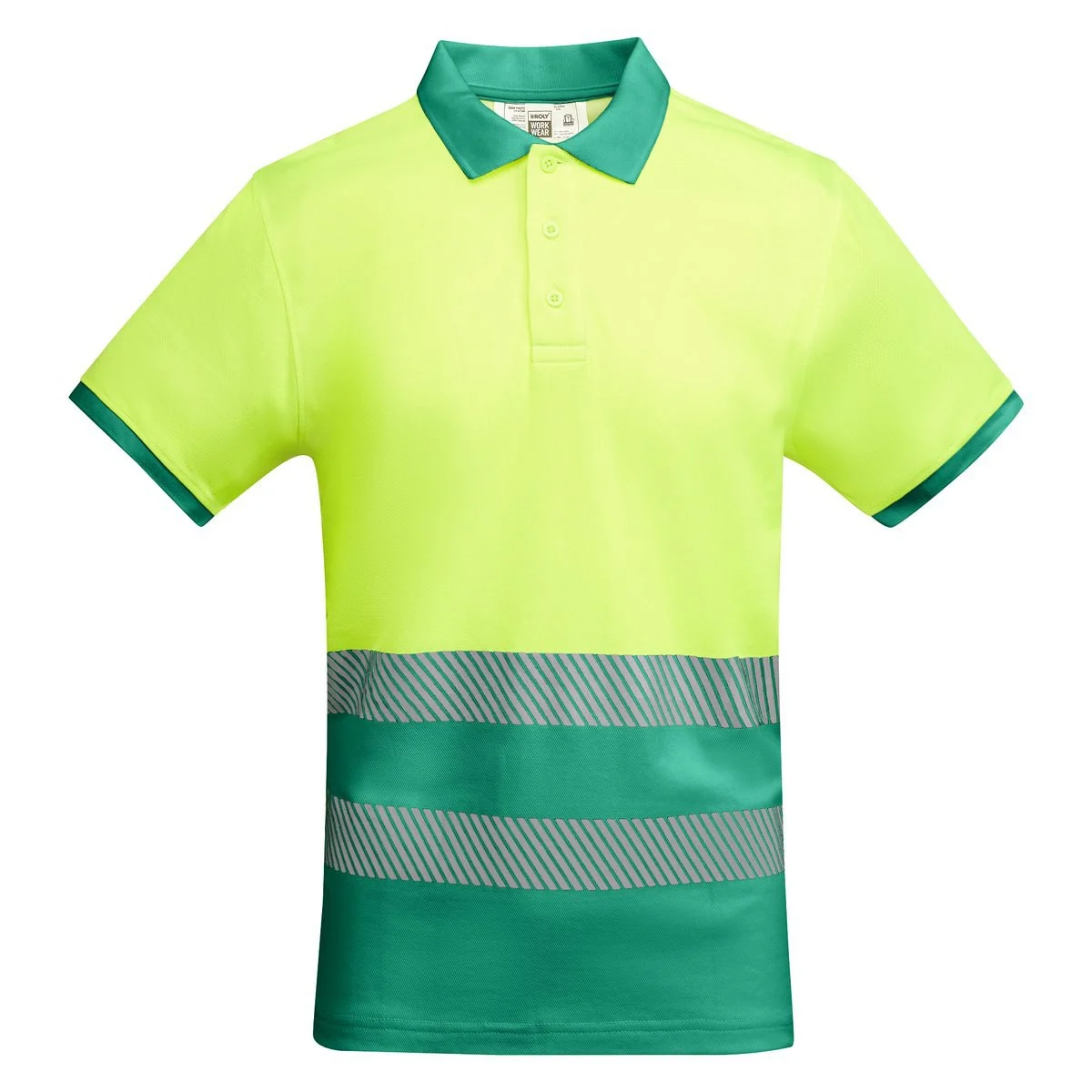 Roly HV9318 Atrio Poloshirt Hoge Zichtbaarheid – VERDE JARDÍN/AMARILLO FLÚOR