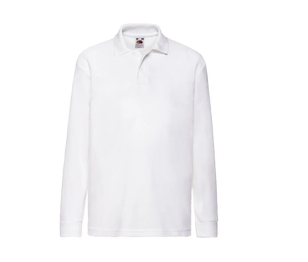Fruit of the Loom SC3201 Kinderpolo Lange Mouwen – White