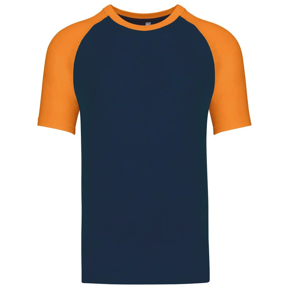 Kariban K330 Tweekleurig T-shirt Heren – Marine/Oranje