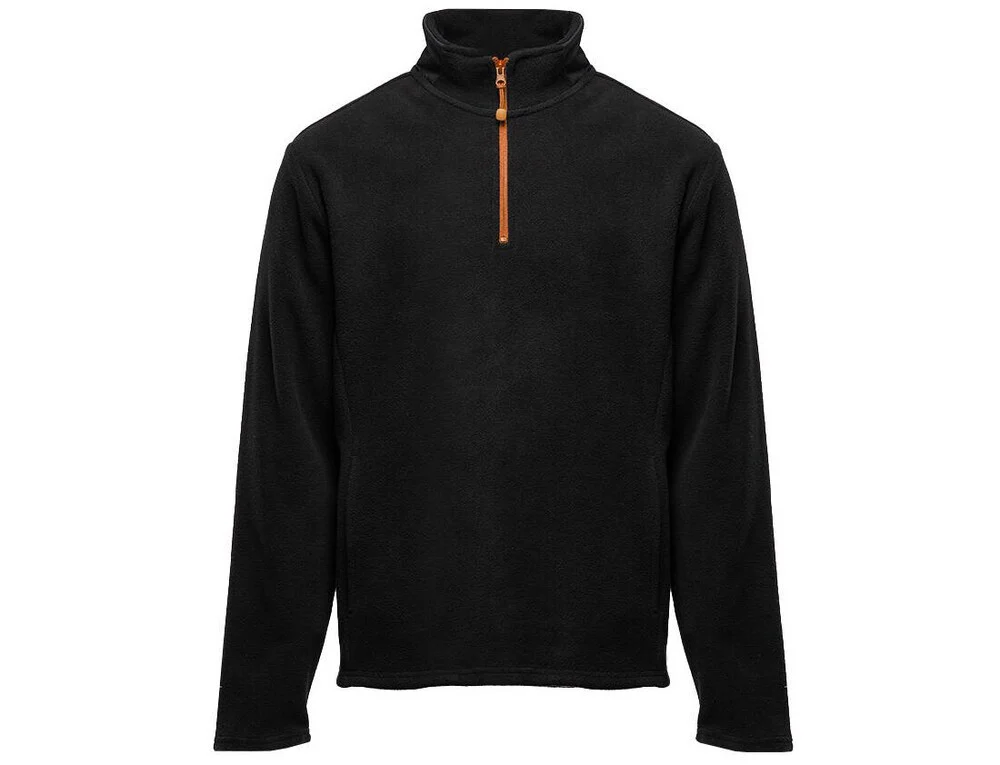 Black&Match BM505 Fleecetrui met Rits – Black/Orange