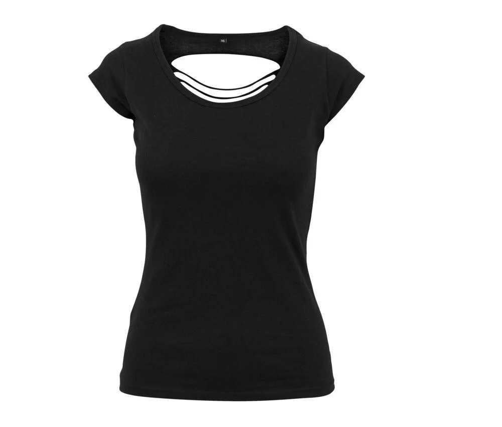 Build Your Brand BY035 T-shirt met Open Rug Dames – Black