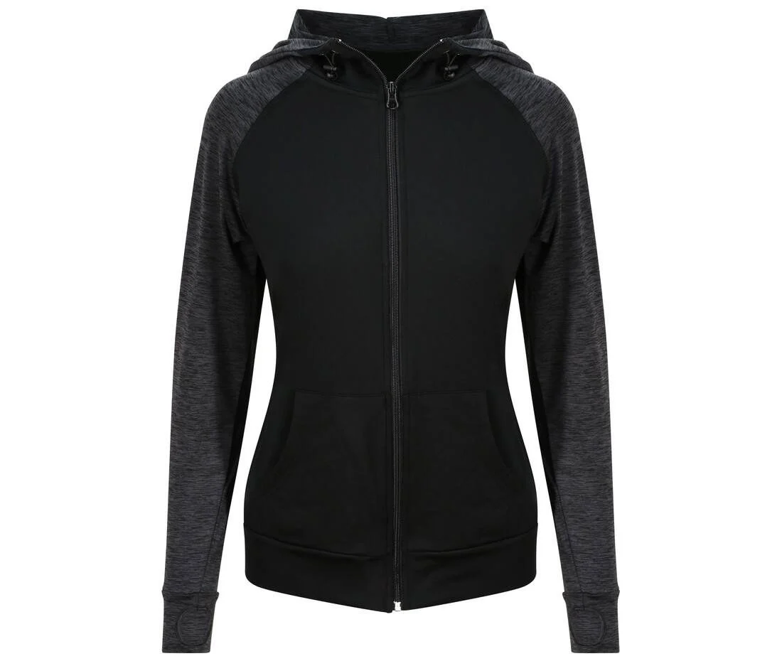 Just Cool JC058 Cool Contrast Zoodie Dames – Black / Black Slate Melange