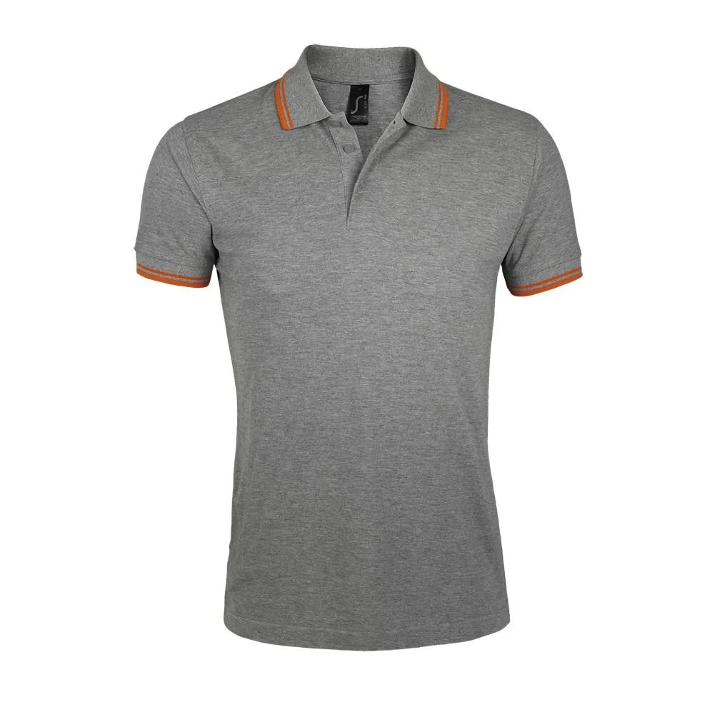 SOL'S 00577 Pasadena Polo Heren – Grijs gemêleerd / Oranje