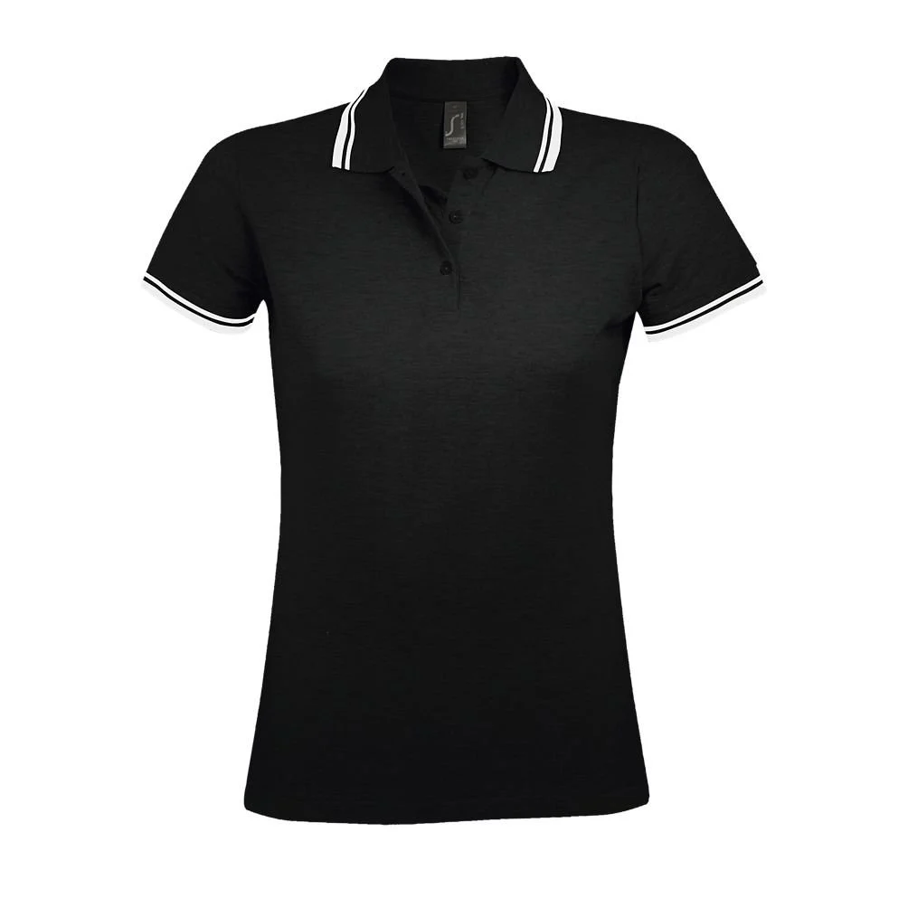 SOL'S 00578 Pasadena Polo Dames – Zwart/Wit