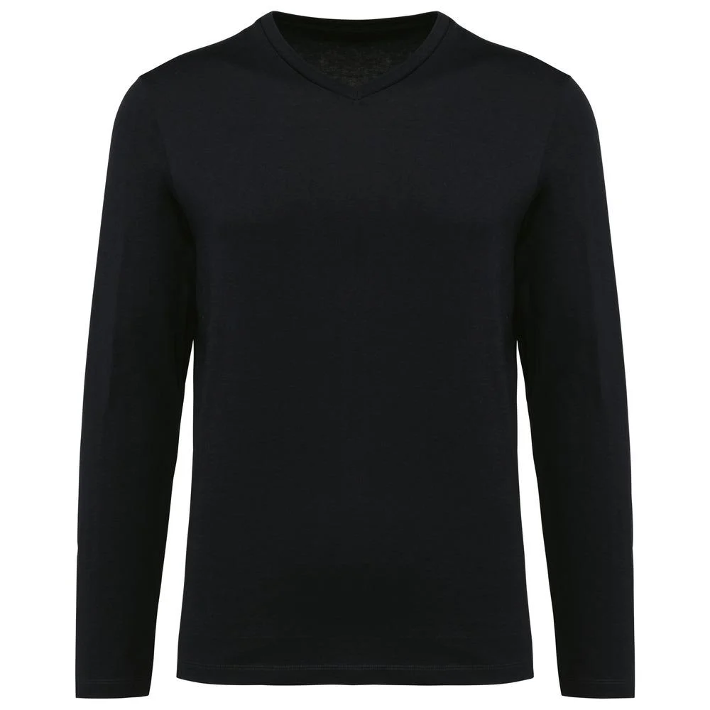 Kariban PK306 T-shirt V-hals Lange Mouwen Heren – Zwart