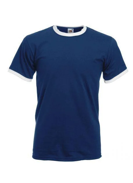 Fruit of the Loom SC245 Ringer T-shirt – Navy/White