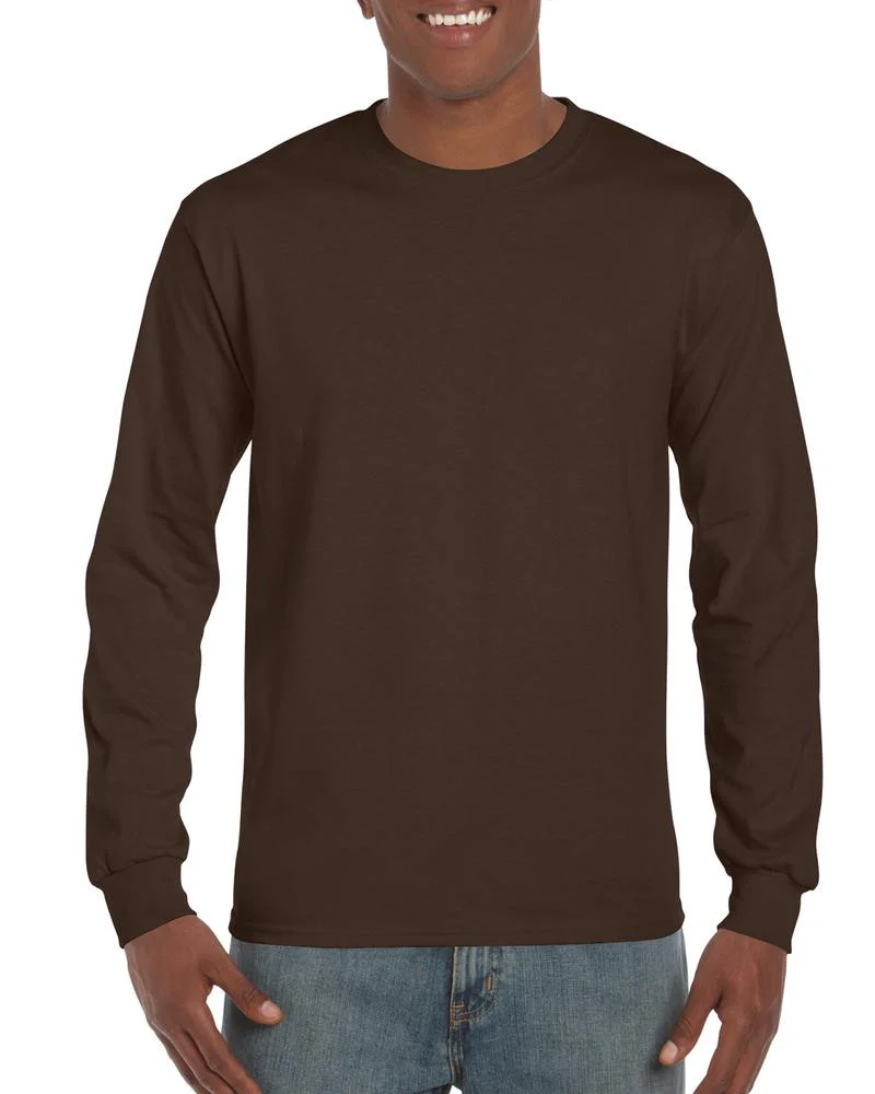 Gildan GN186 Ultra Cotton T-shirt Lange Mouwen – Dark Chocolate