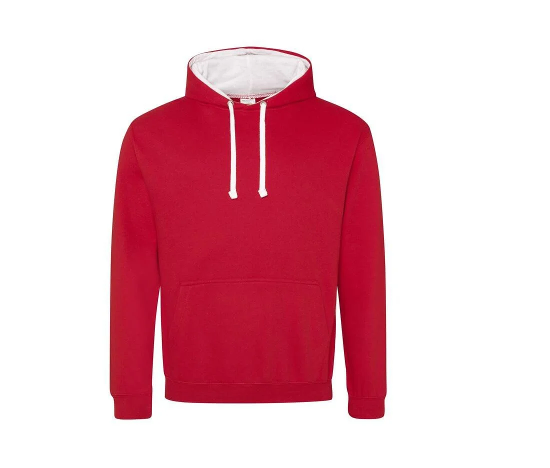 AWDIS JH003 Varsity Hoodie – Fire Red/ Arctic White