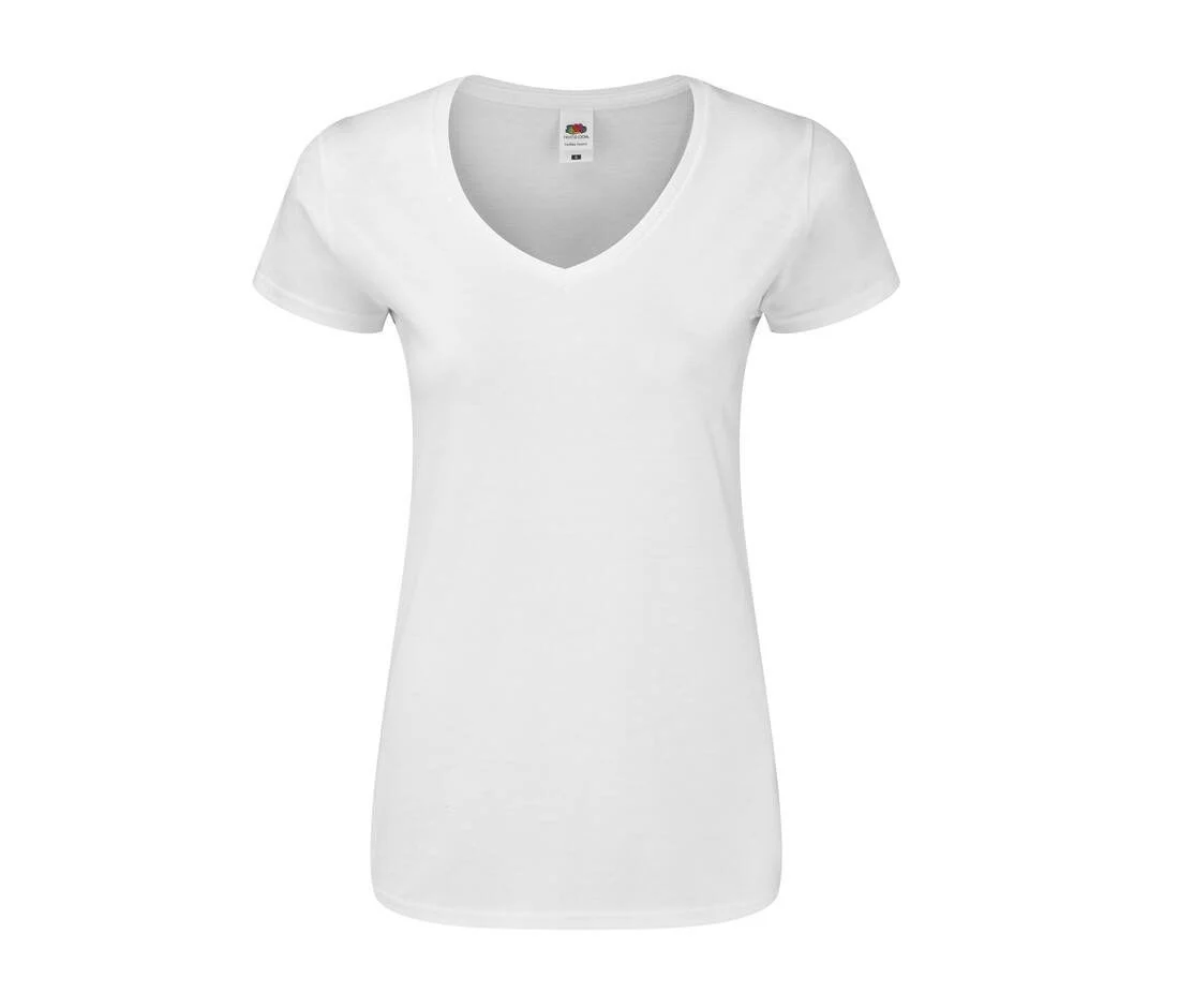 Fruit of the Loom SC155 V-hals T-shirt Dames – White