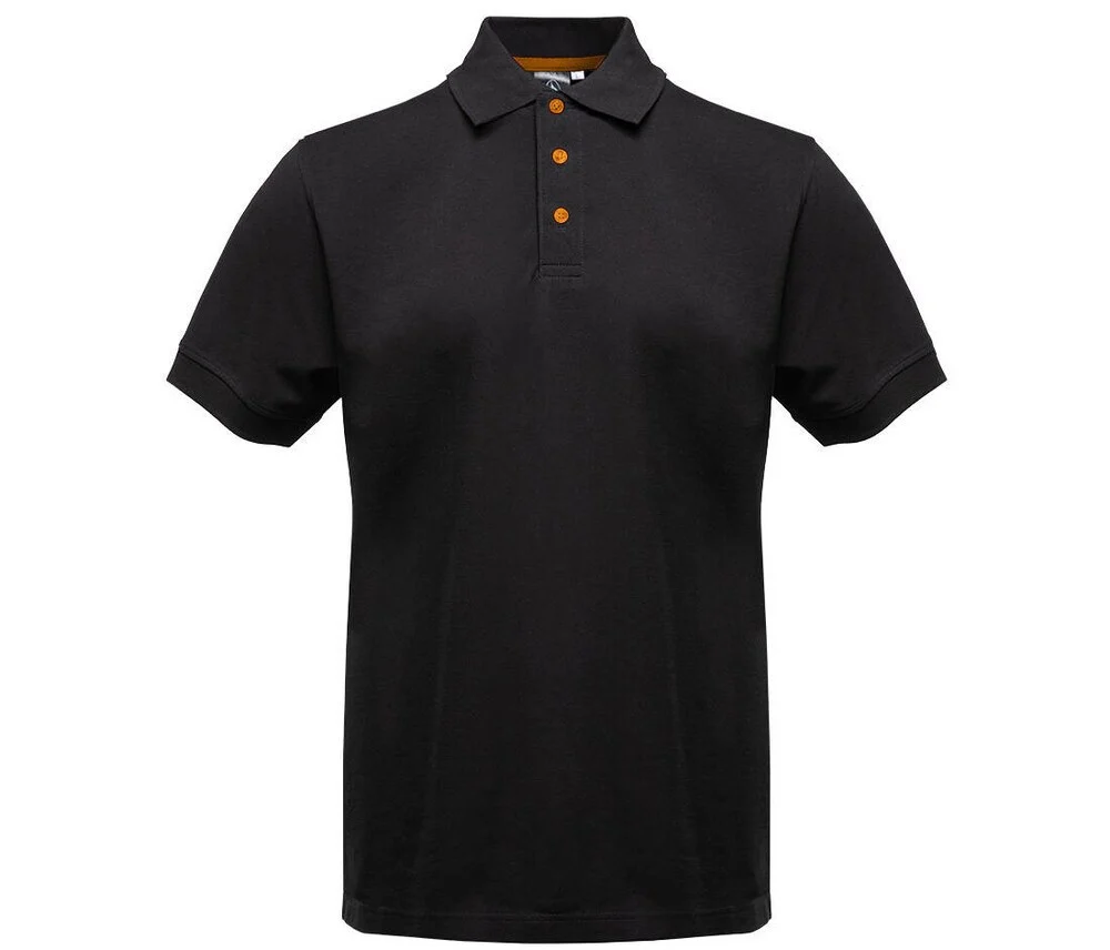 Black&Match BM100 Polo met Contrasterende Knopen – Black / Orange