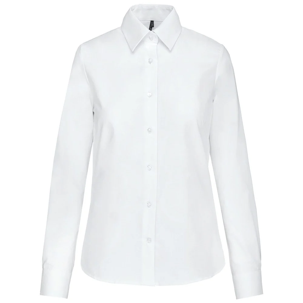 Kariban K534 Oxford Blouse Lange Mouwen Dames – Wit