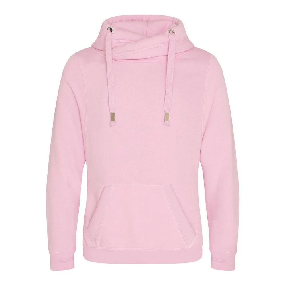 AWDIS JH021 Hoodie met Gekruiste Hals – Baby Pink