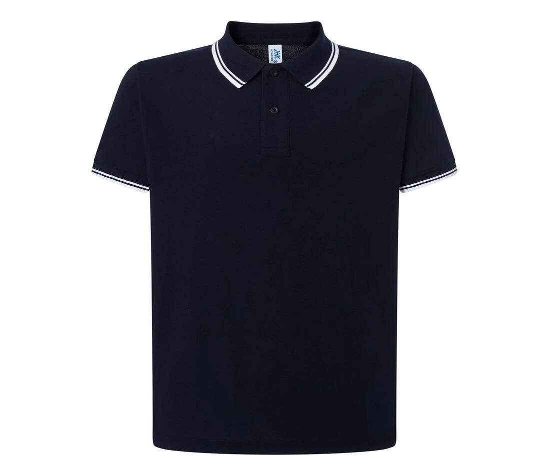 JHK JK205 Piqué Polo Heren – Navy/White