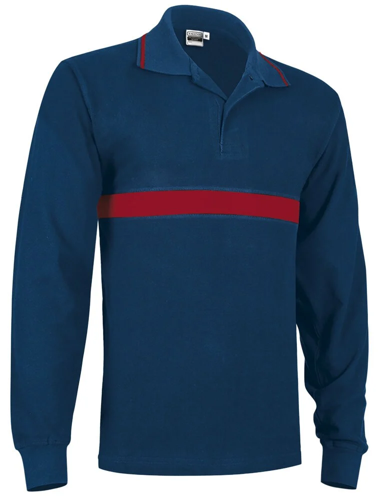 Valento POVASEL Server Polo Lange Mouwen – orion navy blue-lotto red