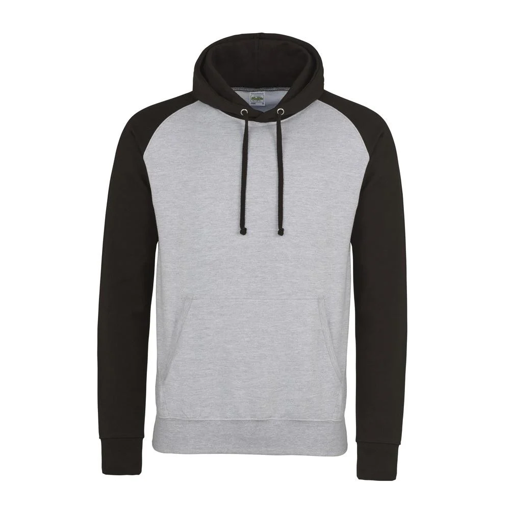 AWDIS JH009 Baseball Hoodie – Heather Grey/ Jet Black