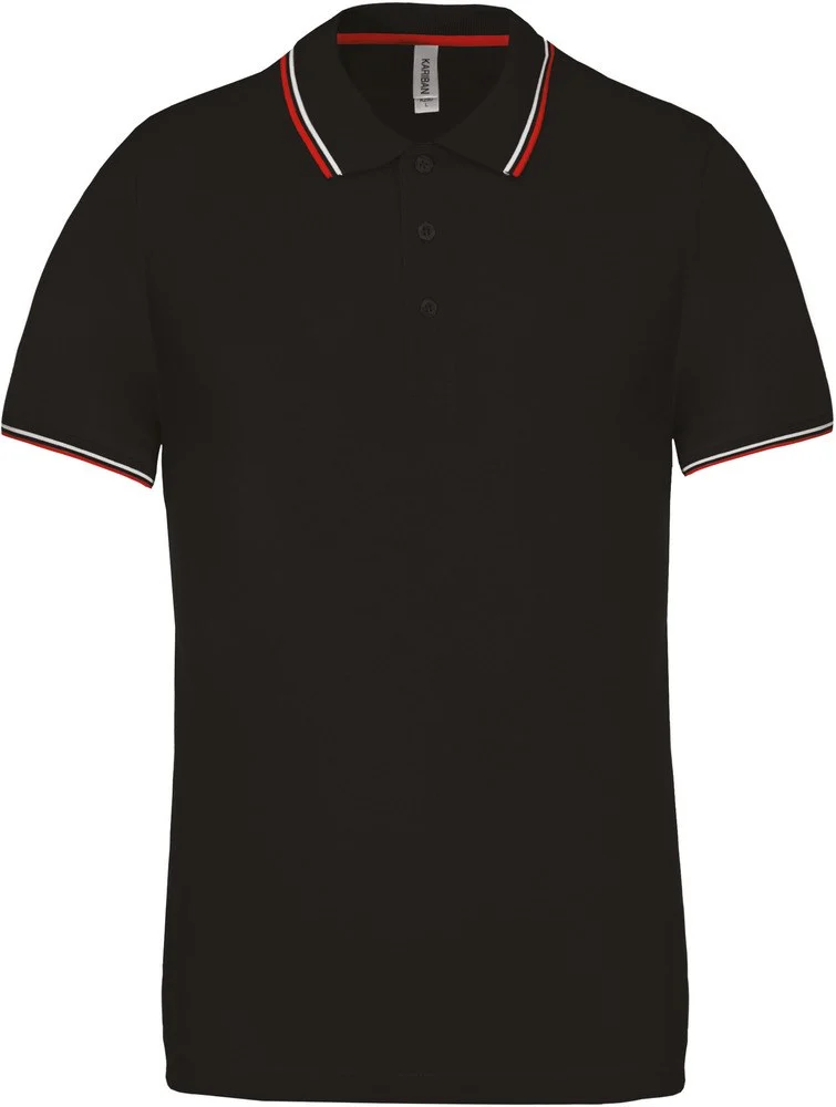 Kariban K250 Polo Heren – Zwart / Rood / Wit