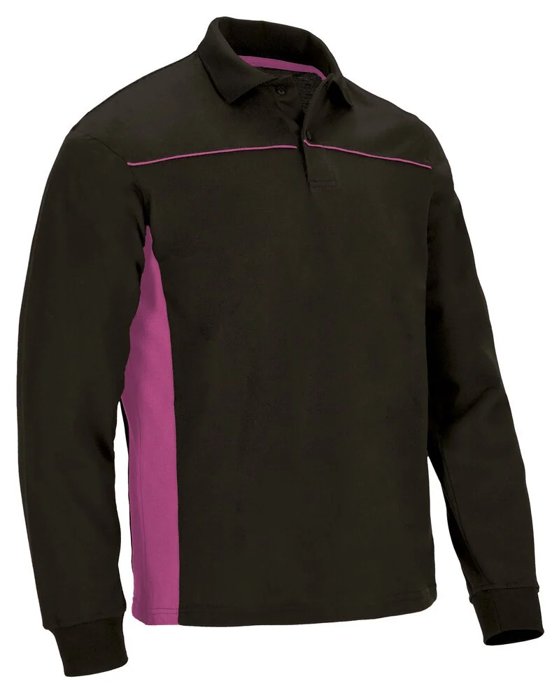 Valento POVATHL Thunder Polo Lange Mouwen – black-magenta pink
