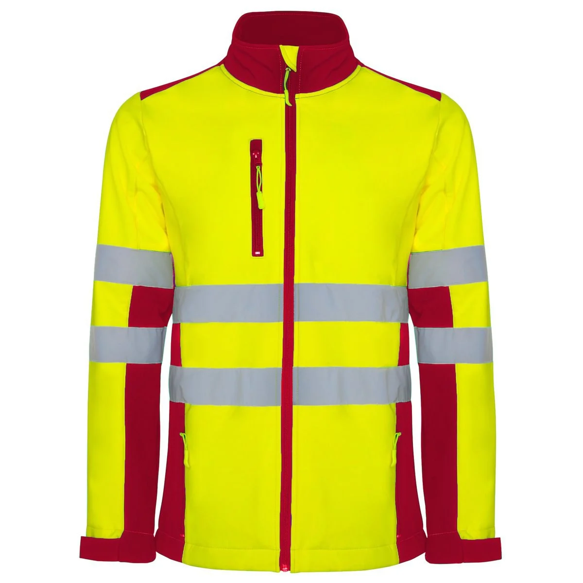 Roly HV9303 Antares Softshell Jas Hoge Zichtbaarheid – ROJO LABORAL/AMARILLO FLÚOR