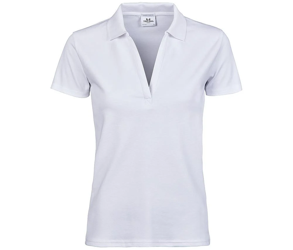 Tee Jays TJ1409 Luxury Stretch Polo V-hals Dames – White