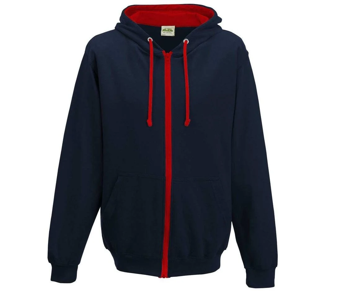 AWDIS JH053 Varsity Zoodie – French Navy/Fire Red
