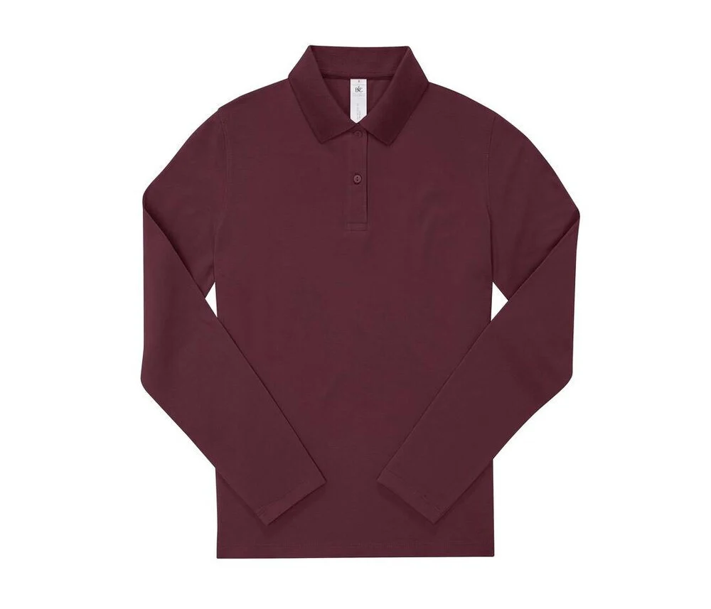 B&C BCW462 Polo Lange Mouwen Dames – Burgundy
