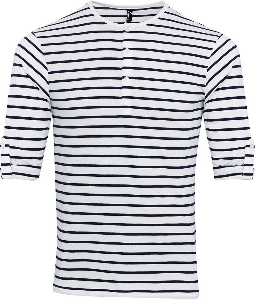 Premier PR218 T-shirt – Wit / marine